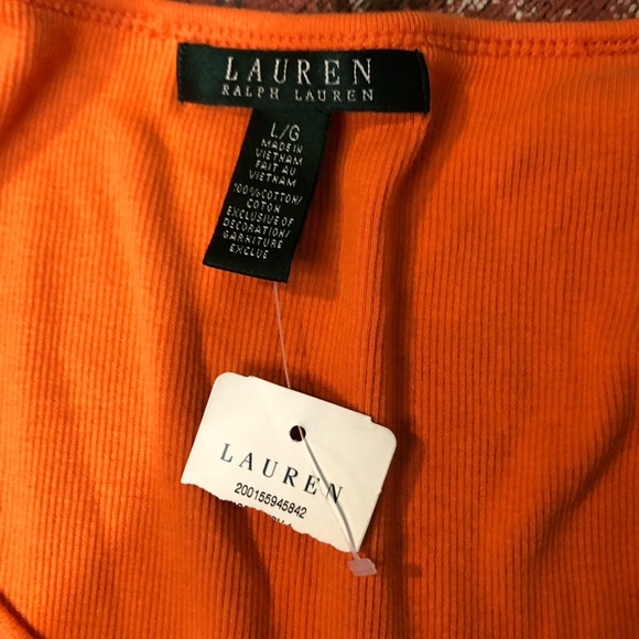 Lauren Ralph Lauren Sleeve Ribbed Orange Cotton Layering Tank Top Causal NWT - Picture 8 of 8